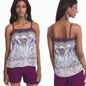 4 for $20 SALE! White House Black Market Printed Cami, Purple Paisley, Size XS